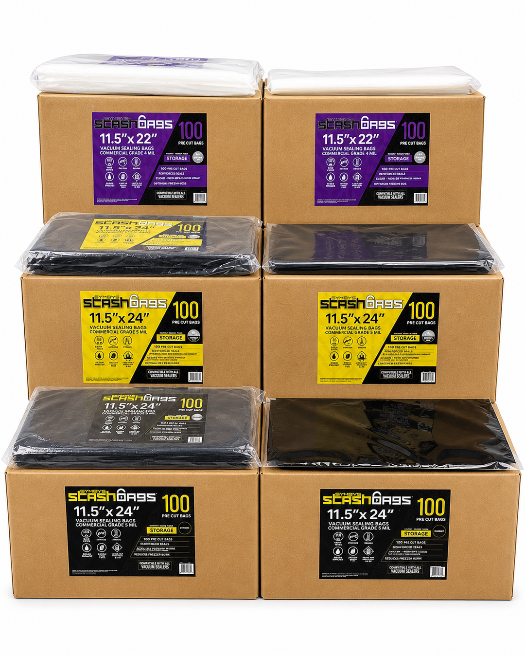 Stash Bags 11.5" x 24" 5 Mil Pre-Cut Vacuum Seal Bags