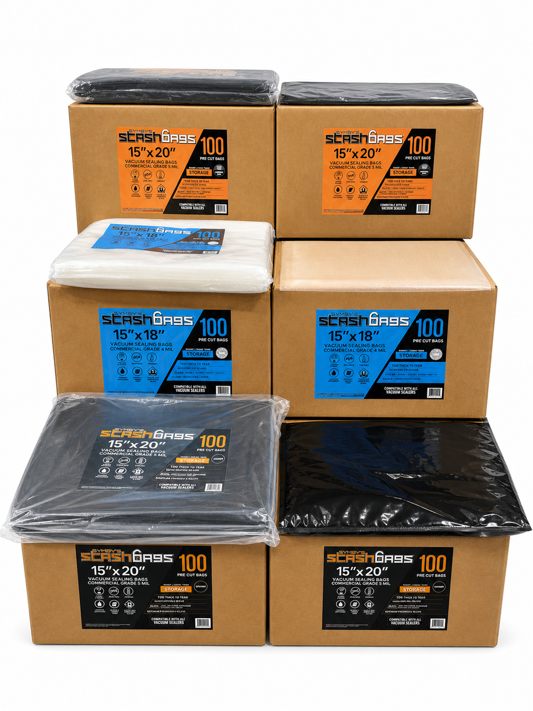 Stash Bags 15" x 20" 5 Mil Pre-Cut Vacuum Seal Bags