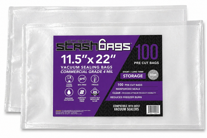Stash Bags 11.5" x 22" 4 Mil Pre-Cut Vacuum Seal Bags