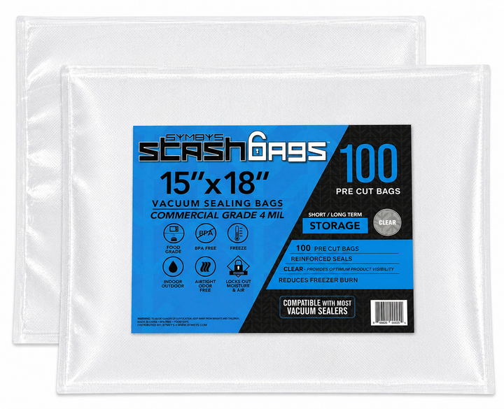 Stash Bags 15" x 18" 4 Mil Pre-Cut Vacuum Seal Bags