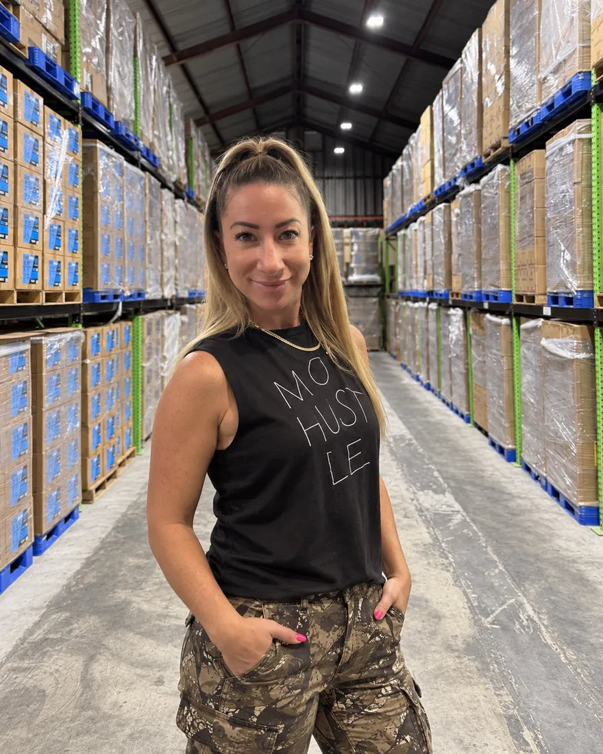 Belizia Cruz, founder of Symbys, in the warehouse